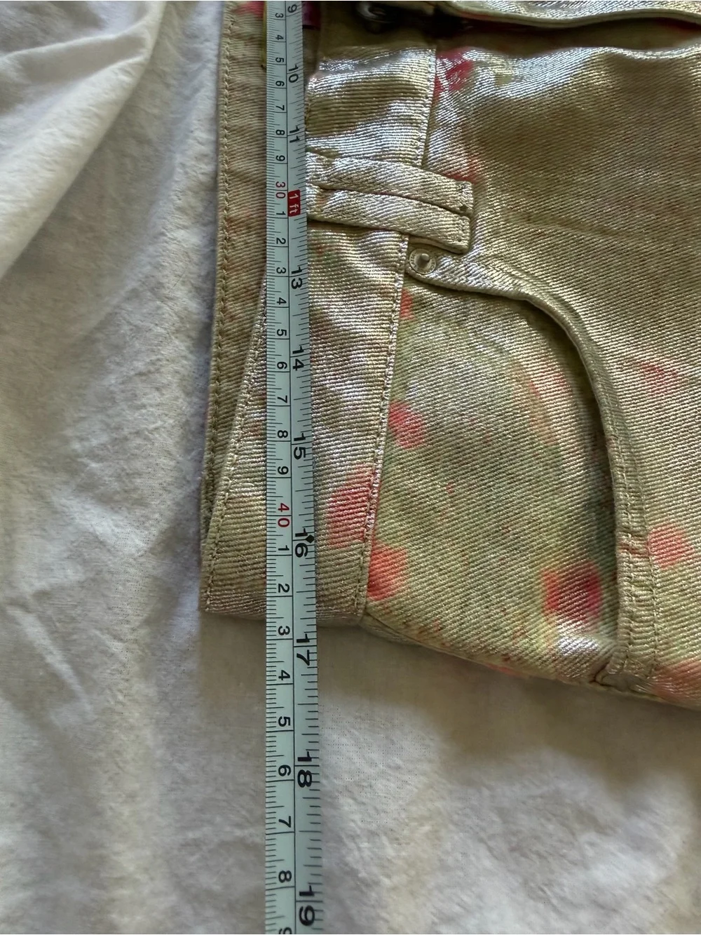 Mango Eckhaus Latta Straight Jeans Foil Polka Dot Silver Pink 40 - Picture 7 of 8